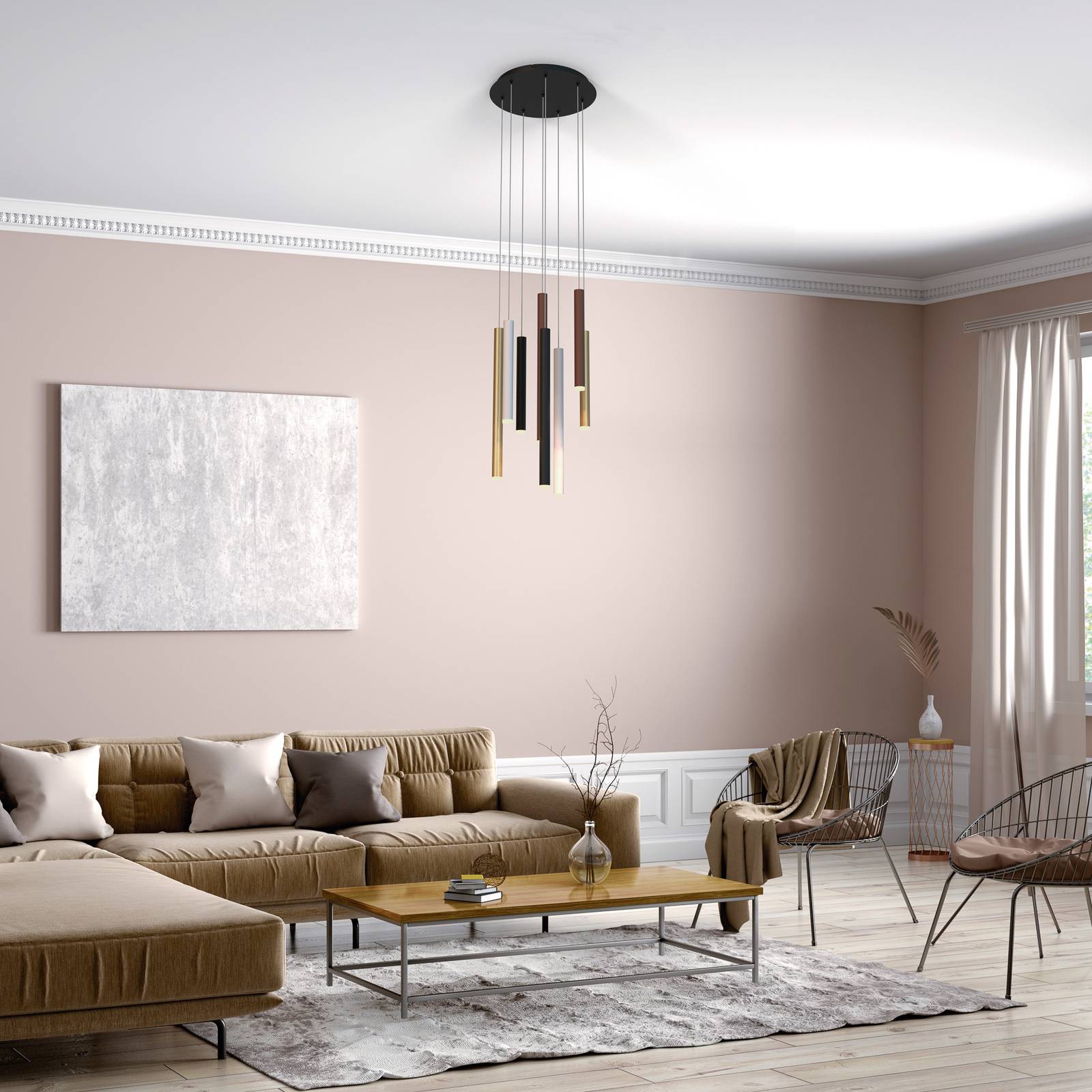 Mantra Iluminación Lampa wisząca LED Cala, 8-punktowa, okrągła, aluminium, żelazo
