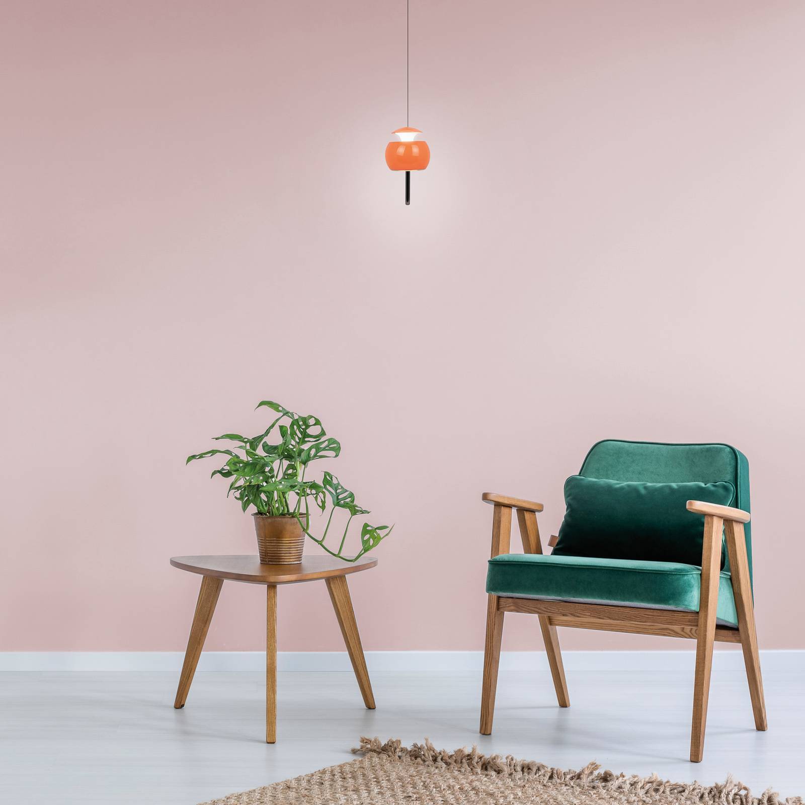 Mantra Iluminación Lampa wisząca LED Roller, pomarańczowa, regulowana wysokość, pręt do