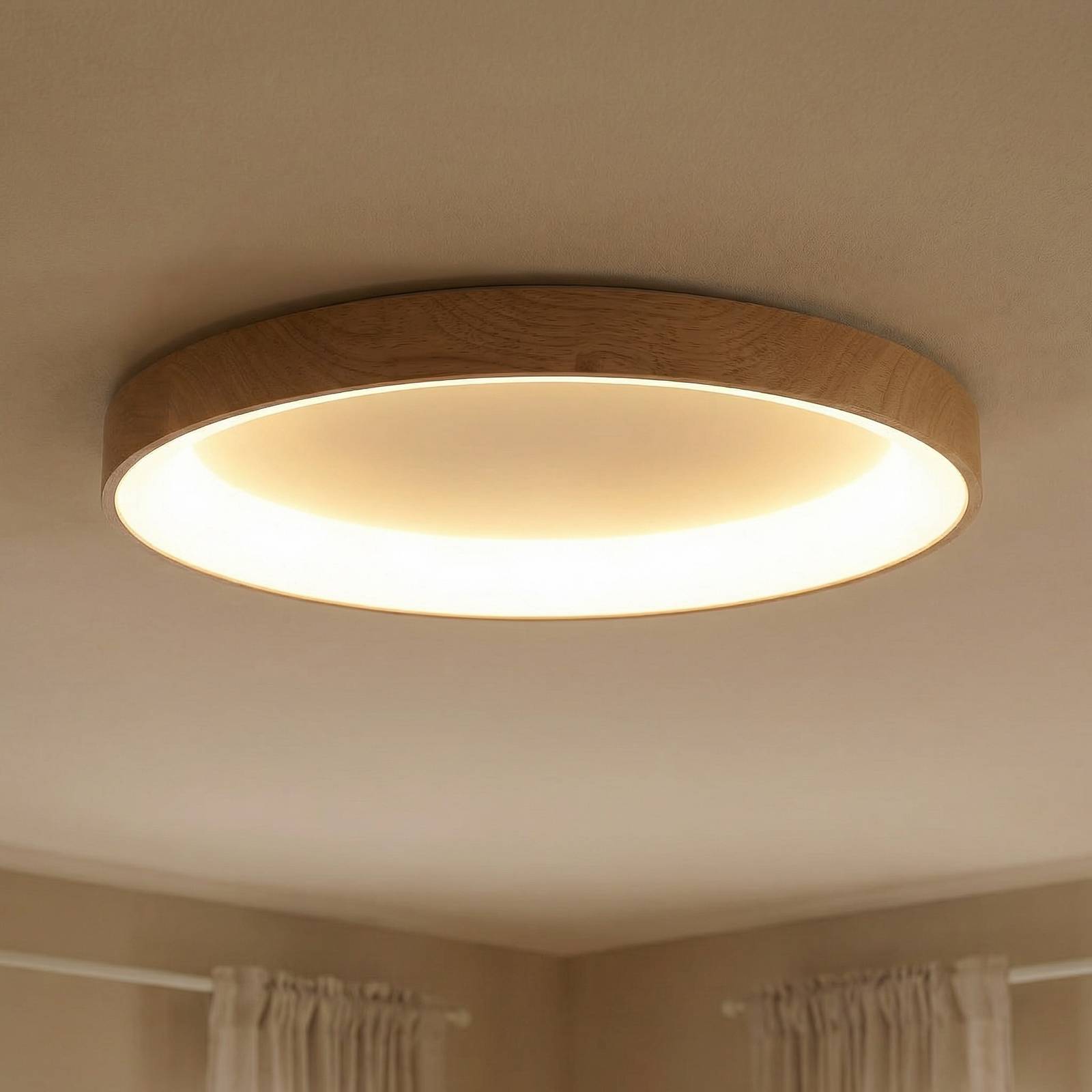 Mantra Iluminación Lampa sufitowa LED Niseko II CCT z pilotem Ø65cm w kolorze drewna