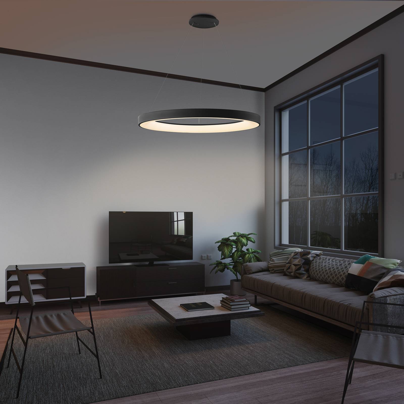 Mantra Iluminación Lampa wisząca LED Niseko II, pilot, Ø 50 cm, czarna