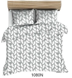 Karo Pościel bawełniana 160x200 szara biała piórka 1080 N bawełna Max