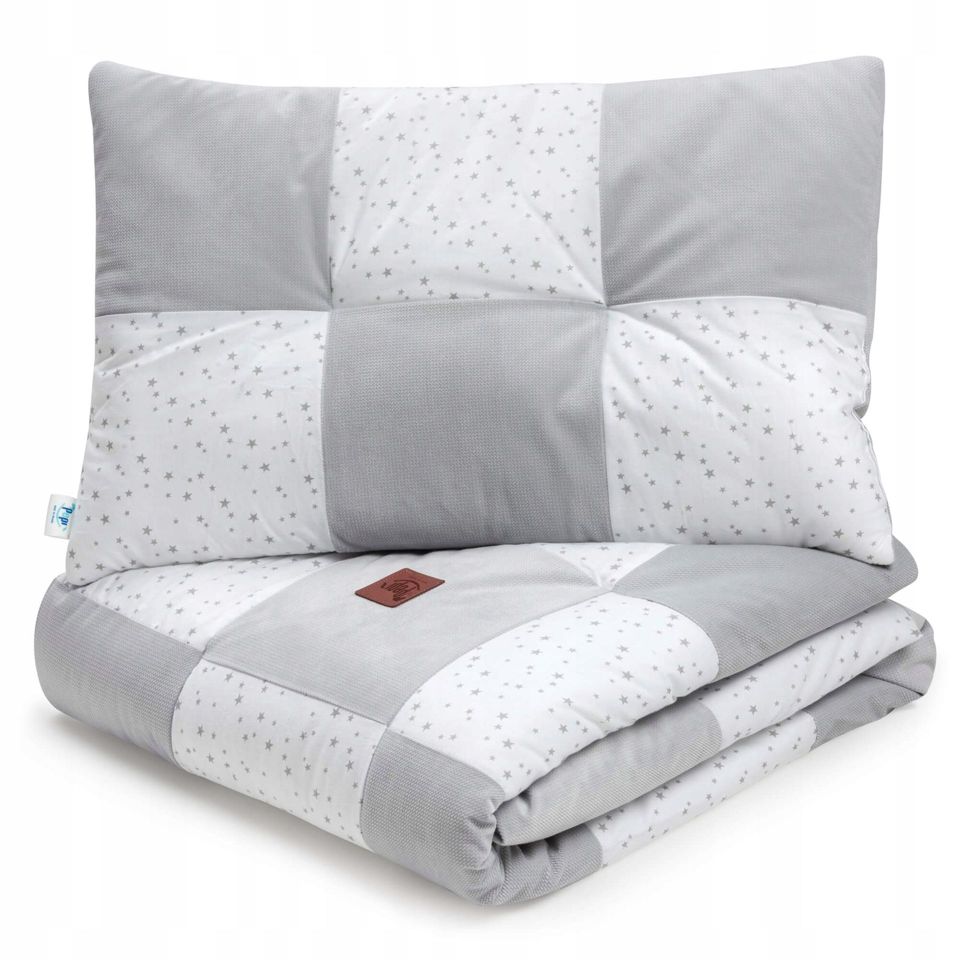 Pościel dla dzieci kołderka 100x140 z płaską poduszką 40x60 patchwork