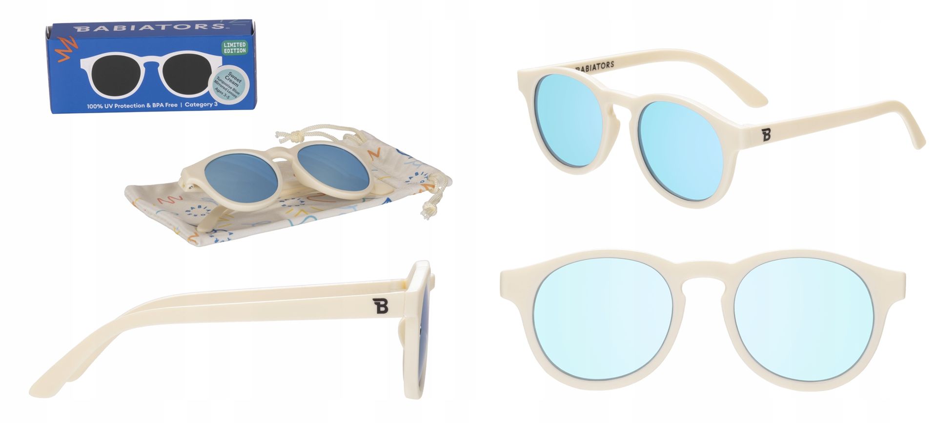 Babiators Keyhole Sweet Cream Okulary przeciwsłoneczne dla dzieci 3-5 M Uva