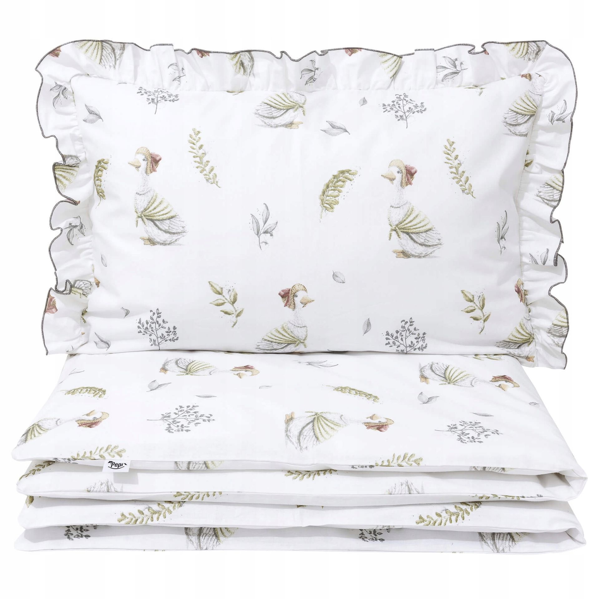 Zestaw Pościeli z Falbanką Poduszka 40x60 i Kołdra 100x135 z Bawełny