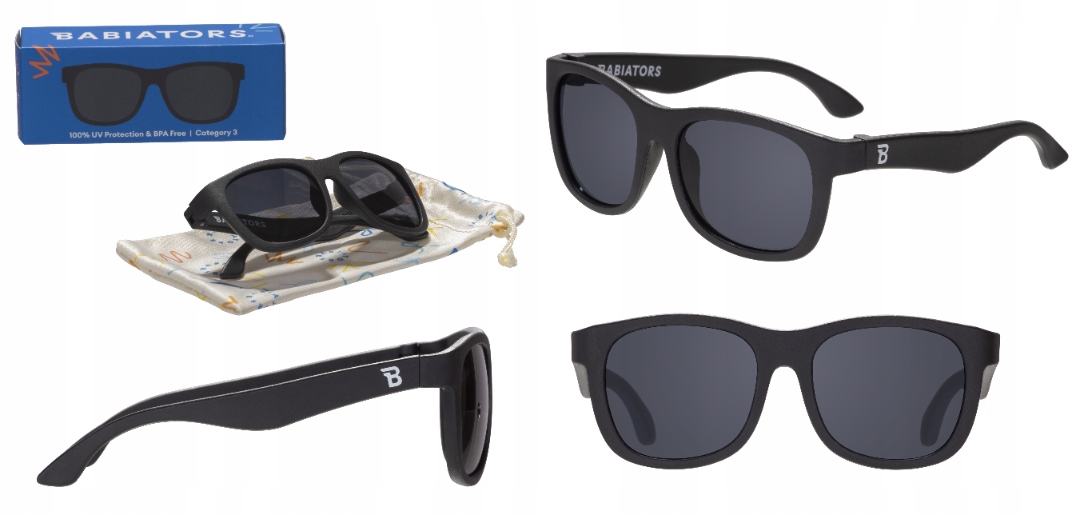 Babiators Navigator Jet Black Okulary przeciwsłoneczne dla dzieci 3-5 Uva