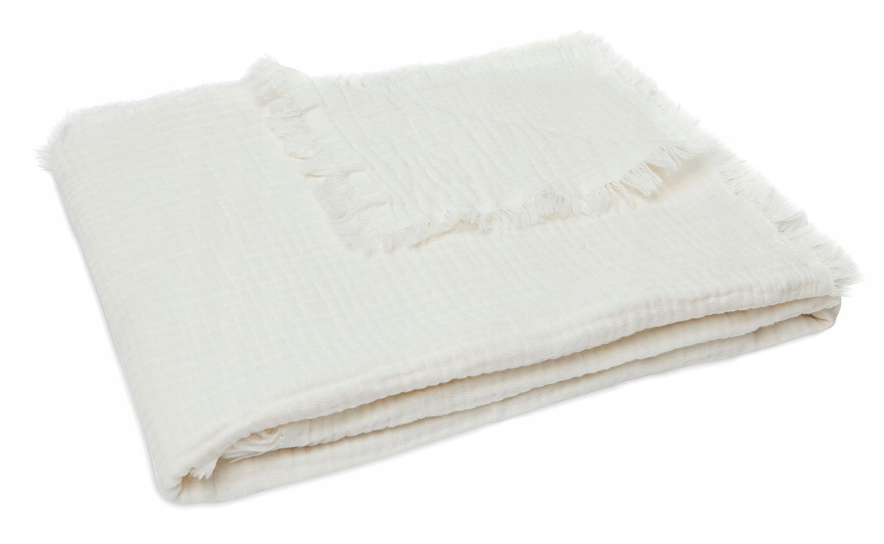 Jollein - Kocyk Muślinowy Fringe 120 X 120 Cm Ivory