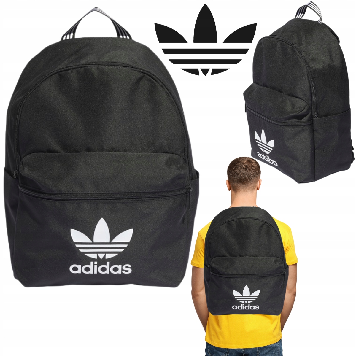 Adidas Plecak Szkolny Czarny Wielokomorowy Duży Męski Damski Młodzieżowy