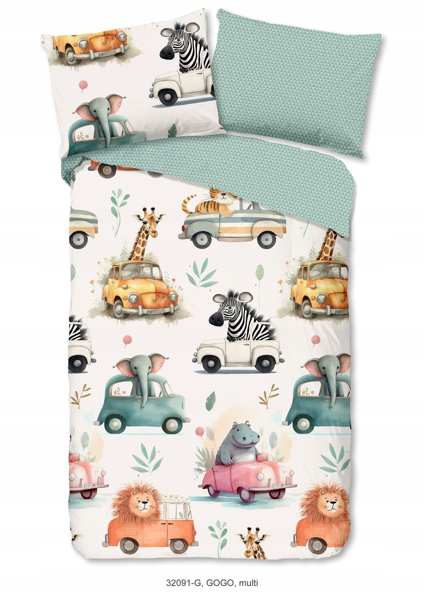 Pościel dla dziecka auta zwierzątka safari pojazdy 135x200 bawełniana