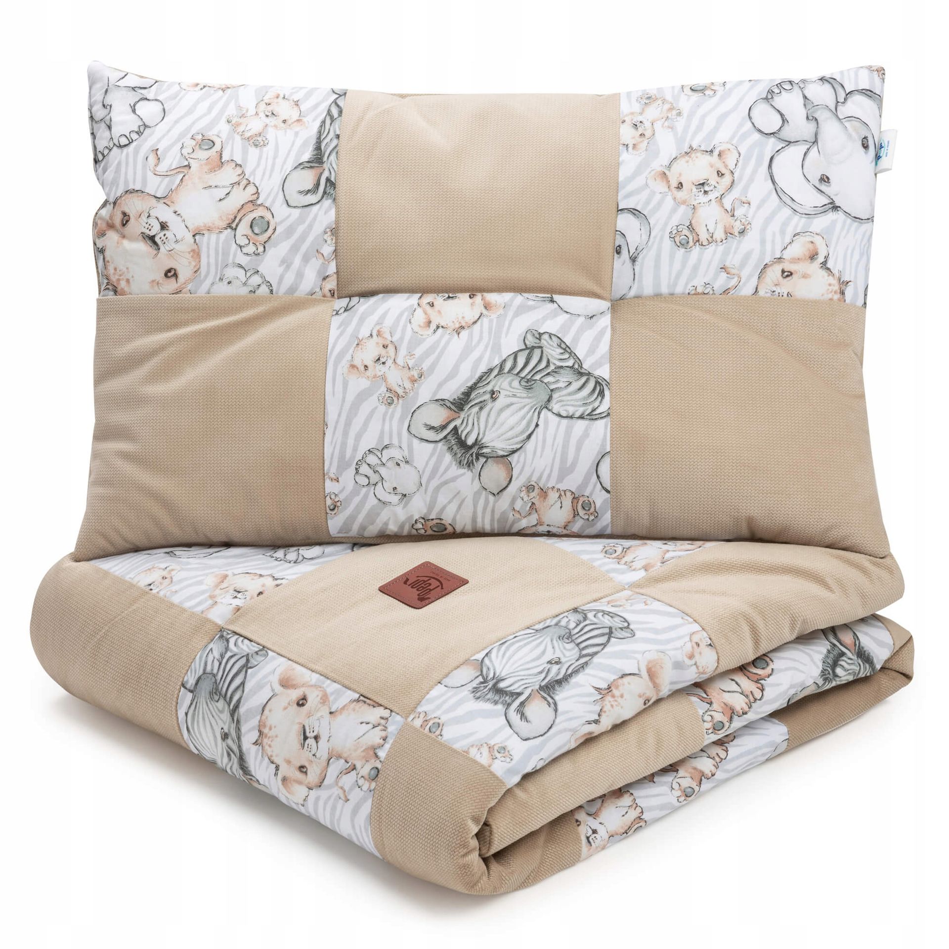 Pościel dla dzieci kołderka 100x140 z płaską poduszką 40x60 patchwork