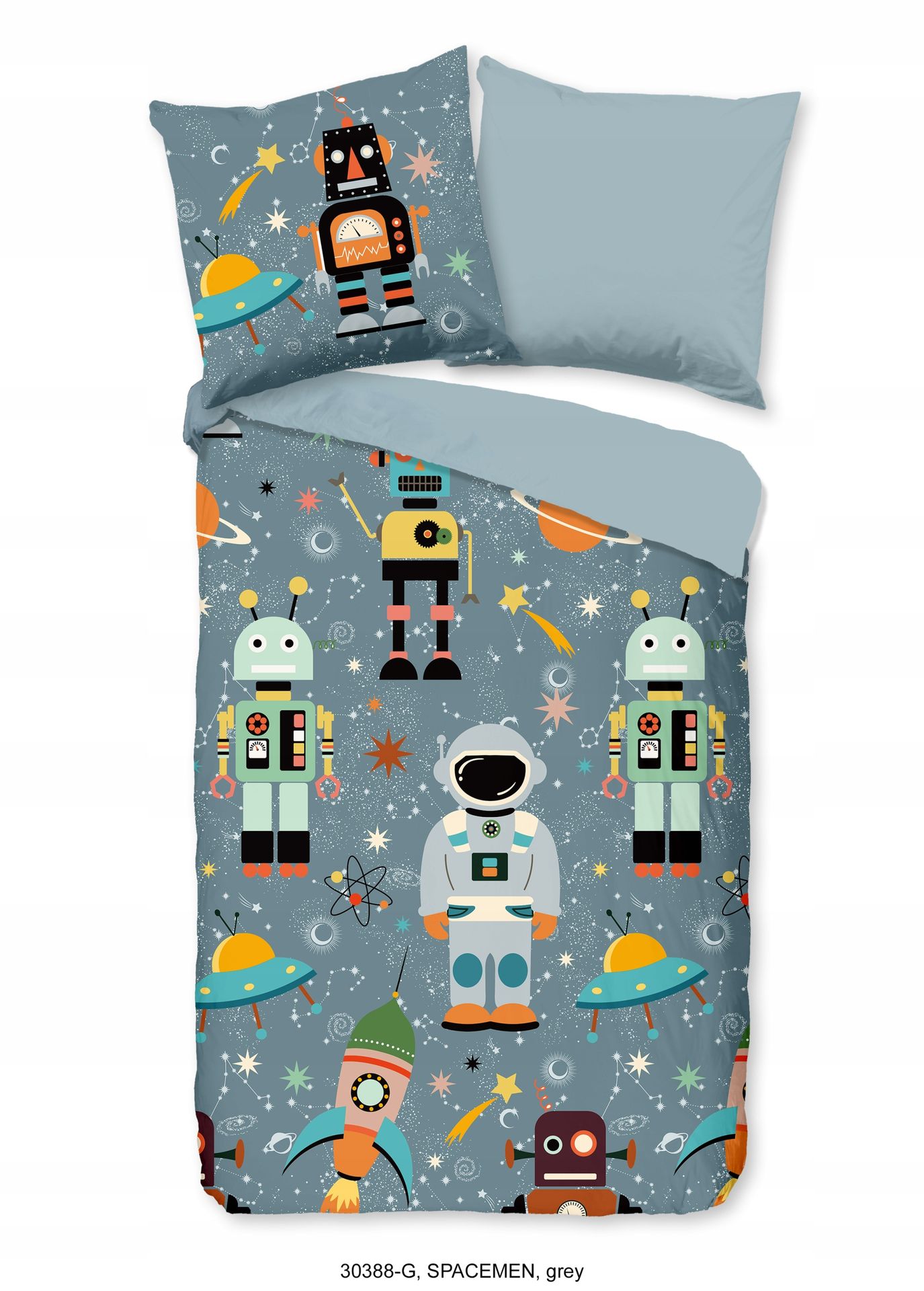 Pościel dla dziecka 135x200 kosmos robot ufo kosmonatua bawełna 100%