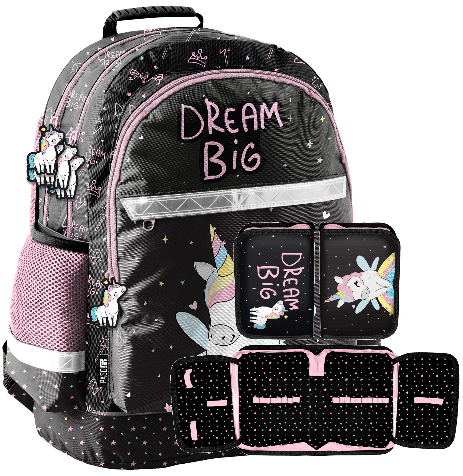 Plecak szkolny dla dziewczynki 1 4 klasa tornister Jednorożec zestaw czarny