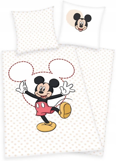 Pościel 140x200 Myszka Miki Mickey Mini Minnie Komplet Biała Poszewka