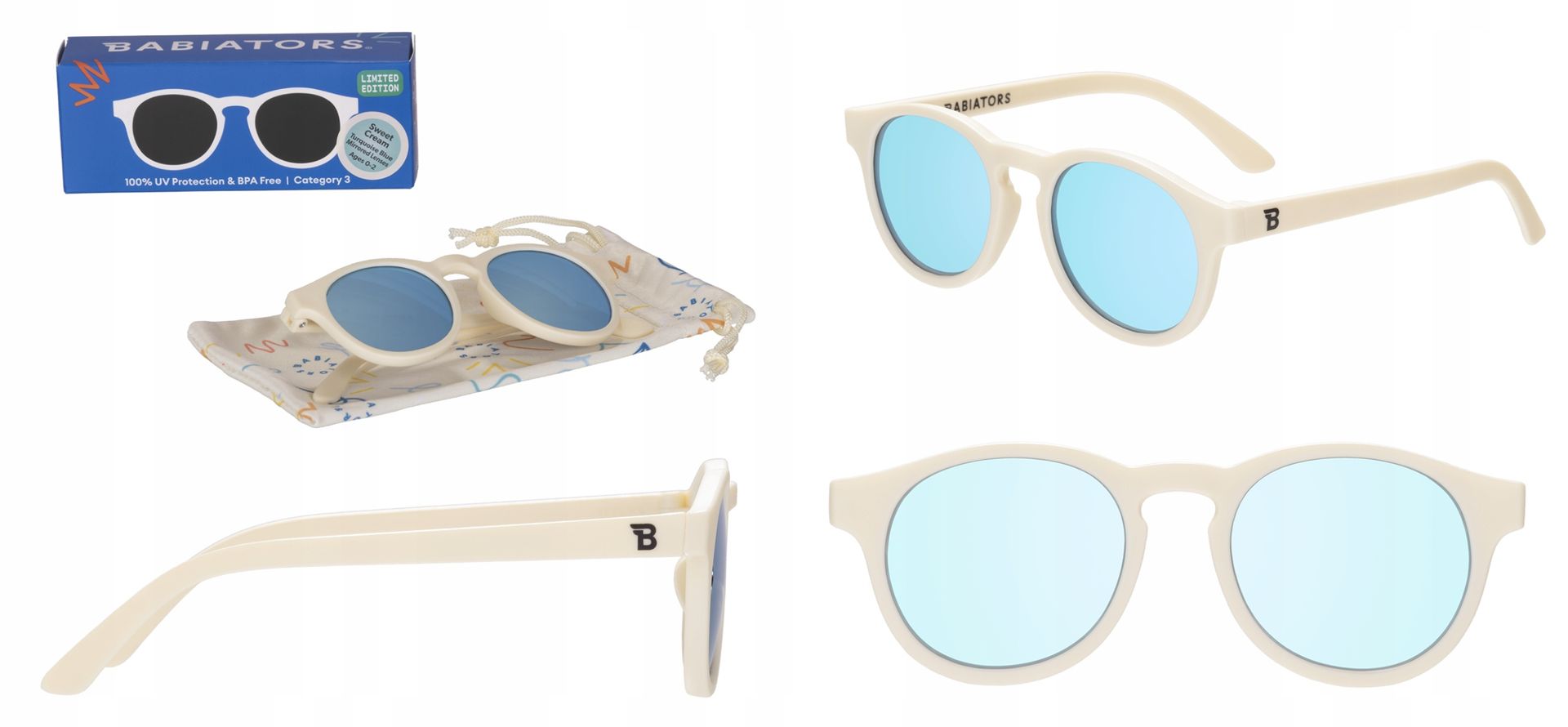 Babiators Keyhole Sweet Cream Okulary przeciwsłoneczne dla dzieci 0-2 S Uva