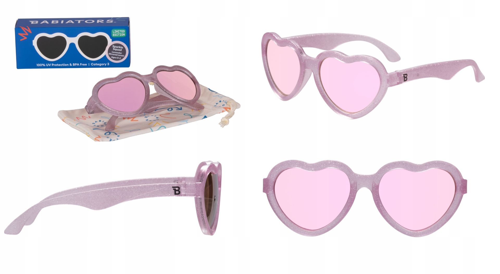 Babiators Heart Sparkles Squad Okulary przeciwsłoneczne dla dzieci 0-2 Uva