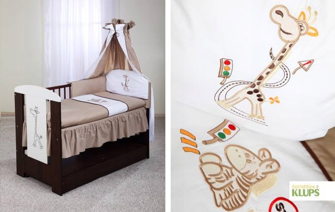 Pościel dziecięca 135x100 bawełniana z haftem -żyrafka- Albero Mio by Klupś