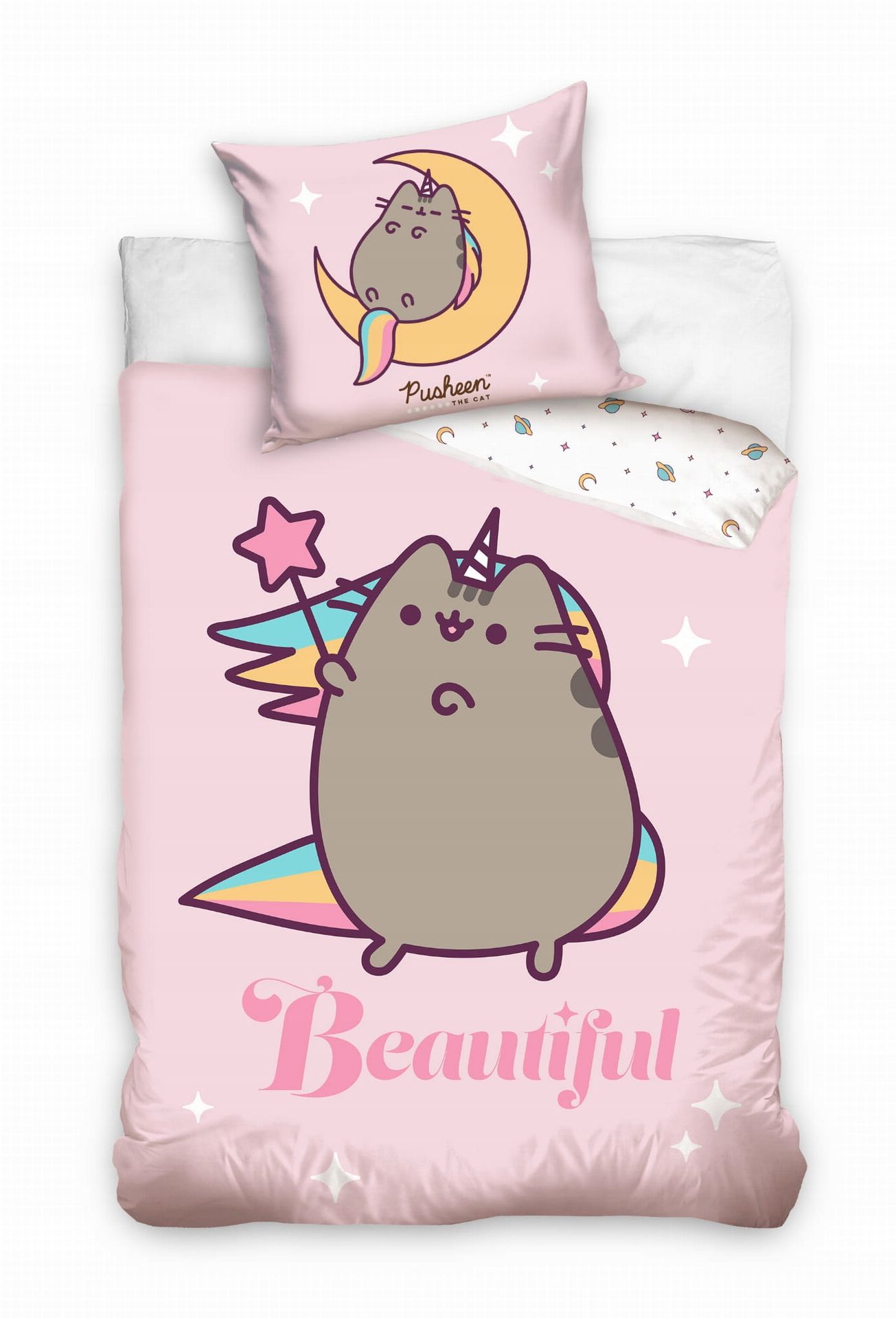 Pościel Bawełniana 160x200 Pusheen Jednorożec Różowa