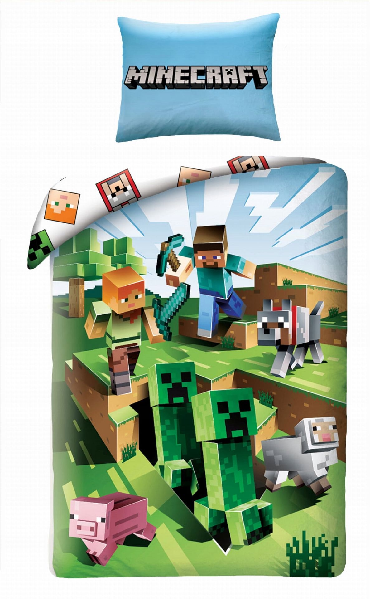 Pościel dziecięca Minecraft 160x200 Steve Creeper Halantex