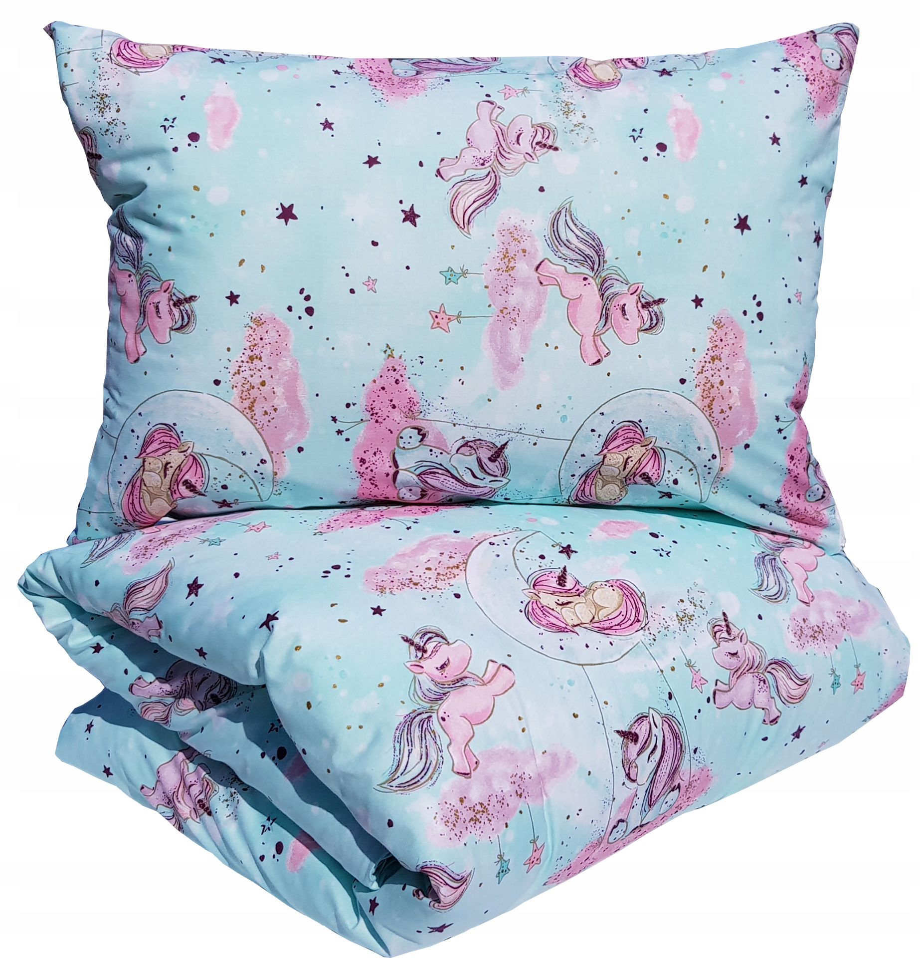 Pościel jednorożec konik kucyk pony miętowa 160x200 bawełniana dla dziecka