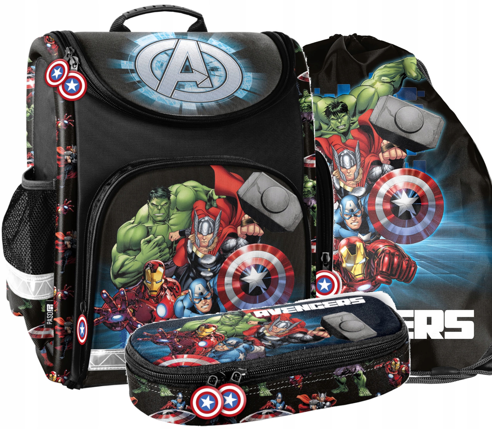 Tornister szkolny Marvel Avengers dla chłopca 1-3 klasa plecak zestaw