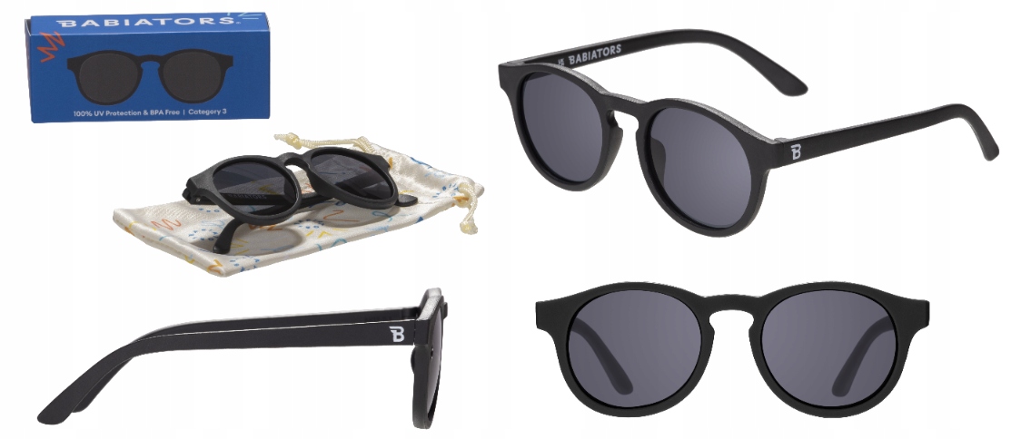 Babiators Keyhole Jet Black Okulary przeciwsłoneczne dla dzieci 3-5 Uva Uvb