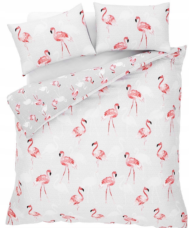Pościel Flaming Flamingi Boho 200x200 Kropki Szara