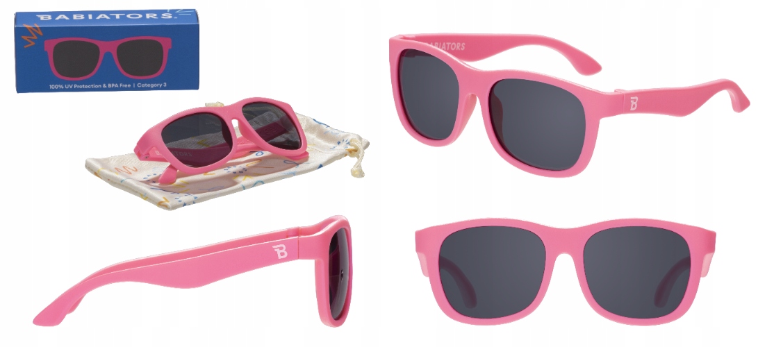 Babiators Navigator Think Pink Okulary przeciwsłoneczne dla dzieci 3-5 Uva
