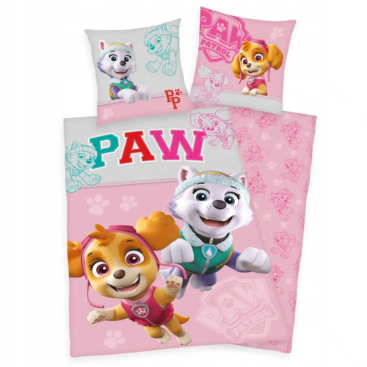 Pościel Psi Patrol Paw 140x200 Różowa Poszewka