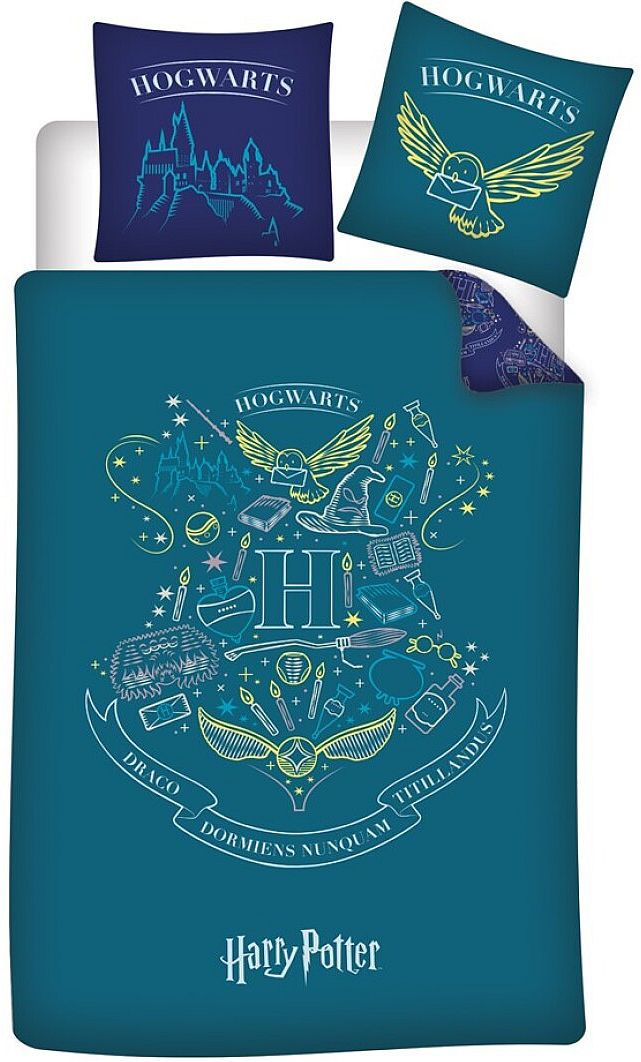 Dwustronna Pościel Harry Potter Hogwarts Sowa Hedwiga 140x200 Worek