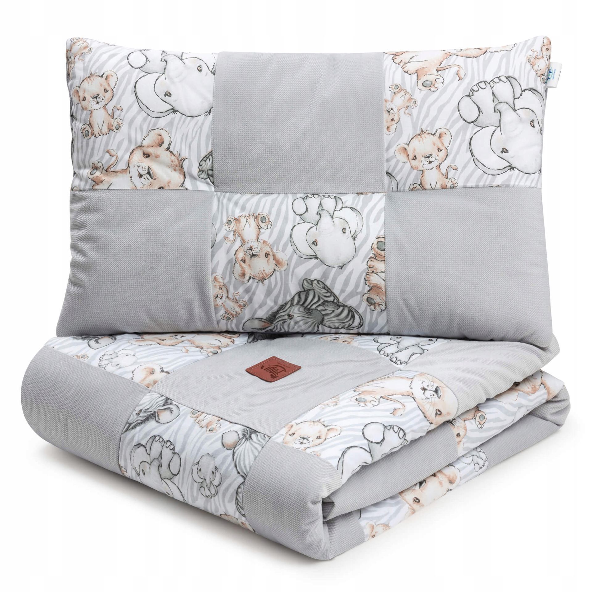 Pościel dla dzieci kołderka 100x140 z płaską poduszką 40x60 patchwork