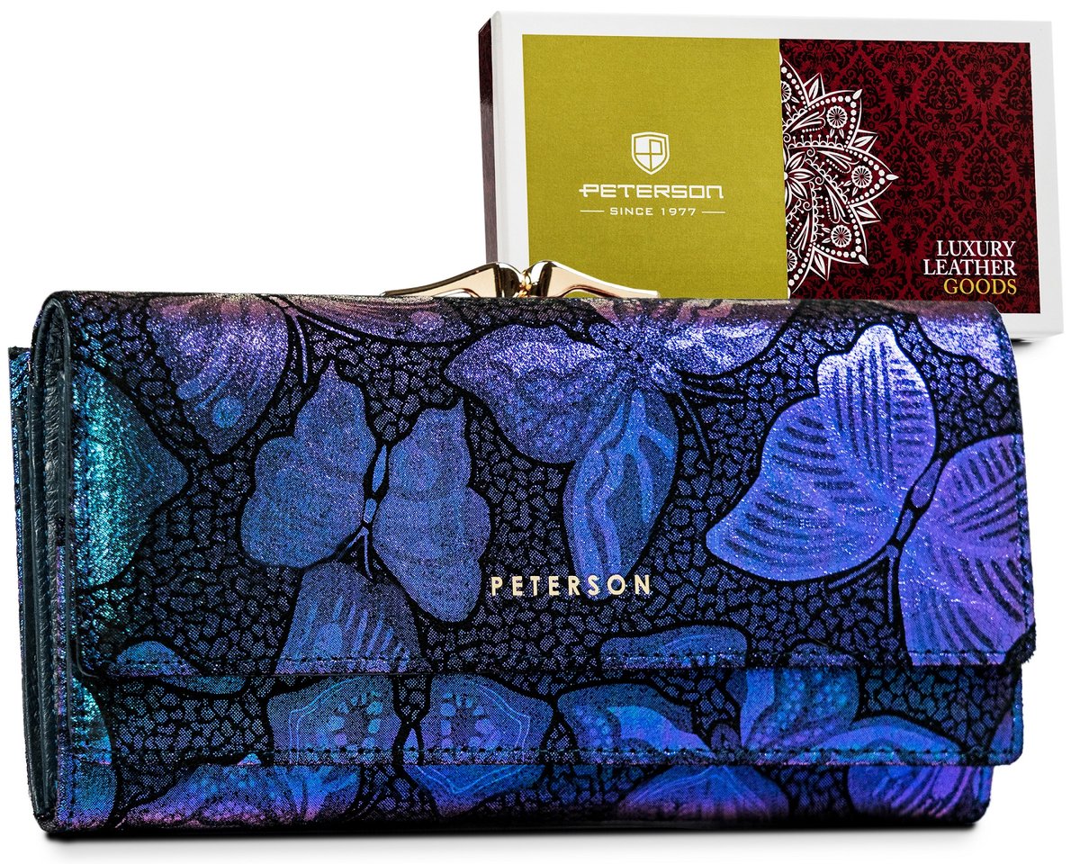 PETERSON skórzany damski portfel poziomy duży RFID STOP