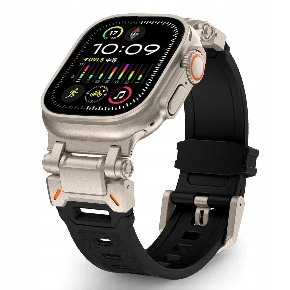 Pasek DuoMat Steel + Rubber Band do Apple Watch 1/2/3/4/5/6/7/8/9/SE/Ultra/Ultra 2 42/44/45/49mm (Black/Titanium)