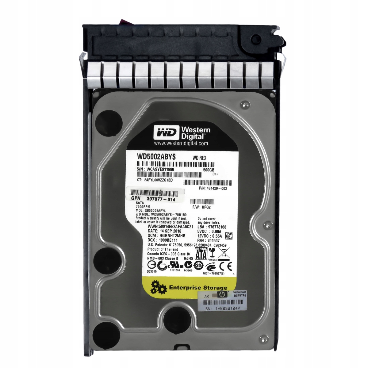 HP 500GB 3.0Gb/sec SATA 7.2k rpm, Hot-plug 3.5 inch LFF Hot-Plug Drive 484429-0
