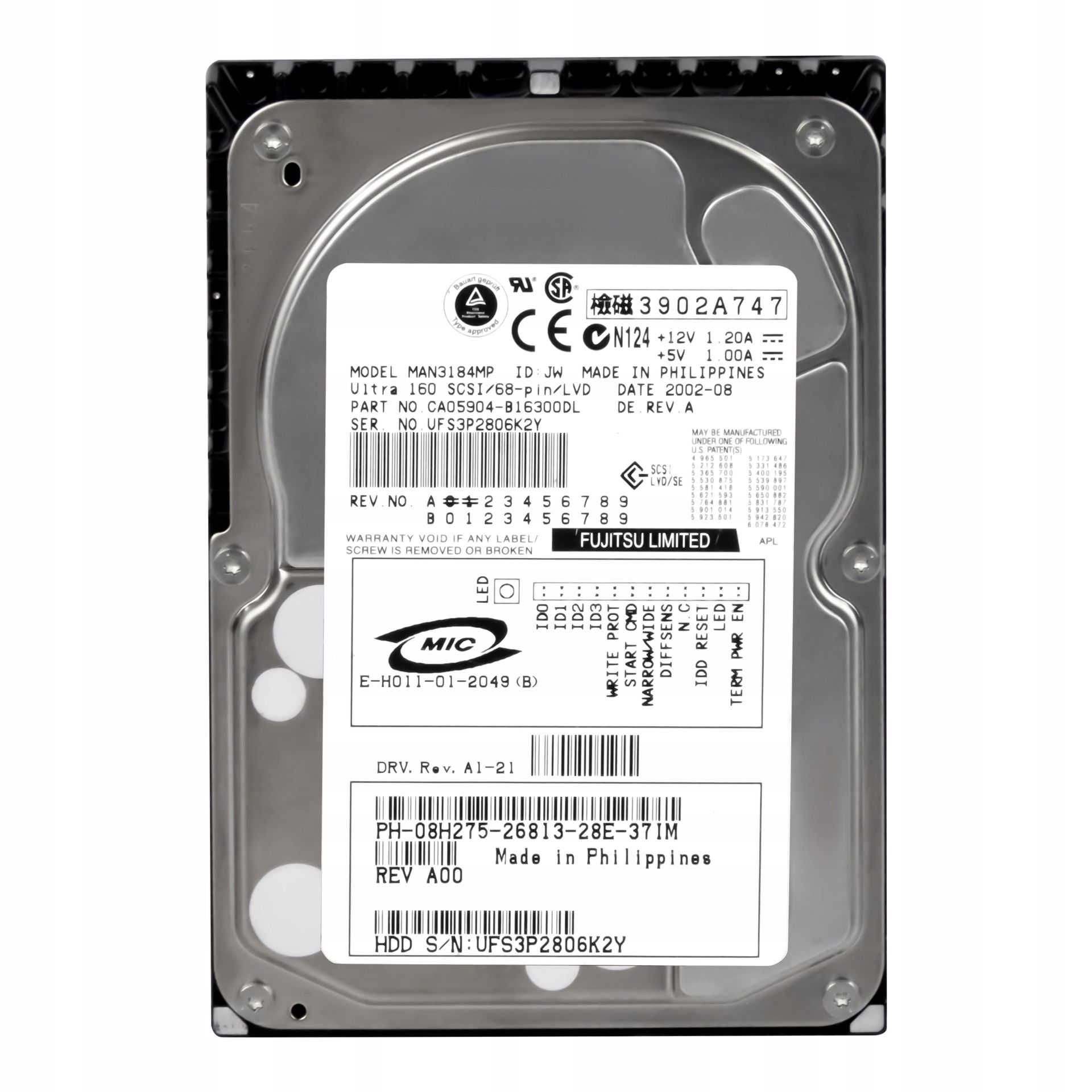 Fujitsu Dysk serwerowy HDD18GB 15K rpm SCSI FUJMAN3184MP