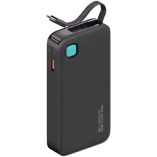 USAMS Powerbank ze zwijanym kablem USB-C Retractable 10000 mAh PD 20W Fast Charge XY Series czarny/black 10KCD22401(US-CD224)