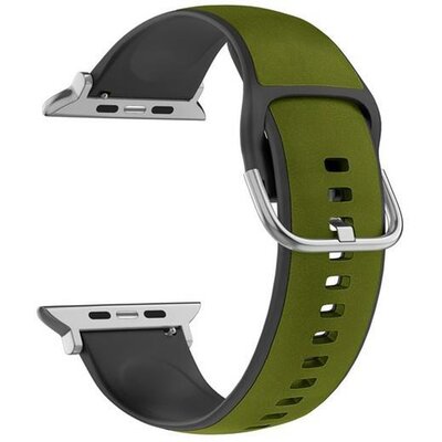 Pasek BELINE Silico Leather do Apple Watch 4/5/6/7/8/9/SE/SE 2 (38/40/41mm) Zielono-czarny