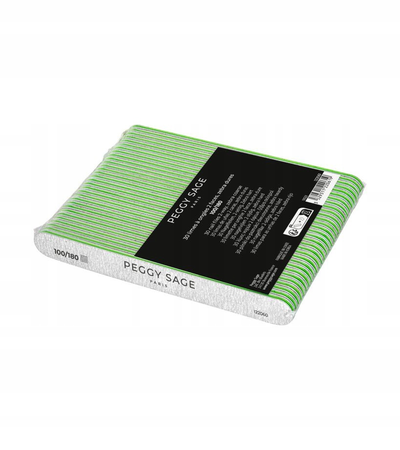 Peggy Sage Komplet 30 x pilniki do paznokci dwustronne 100/180, zebra - ( ref. 122061)