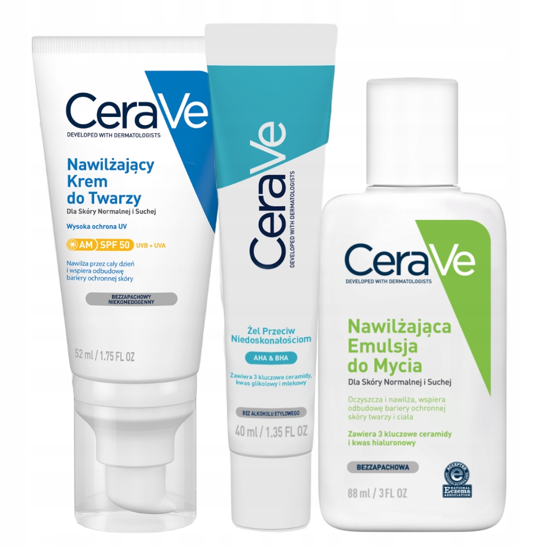 CeraVe Krem do Twarzy Spf 50 52ml Żel Przeciw Niedoskonałościom 40ml