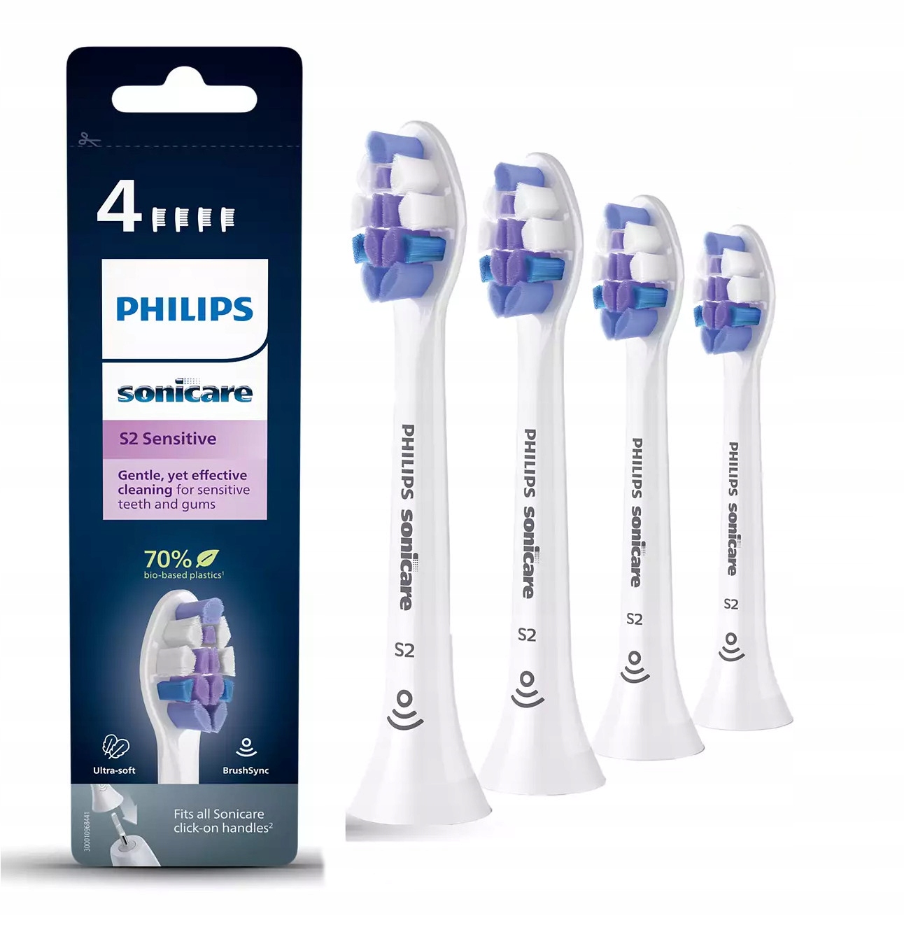 Końcówki Philips Sonicare HX6054/10 S2 Sensitive 4 szt. Delikatne włosie