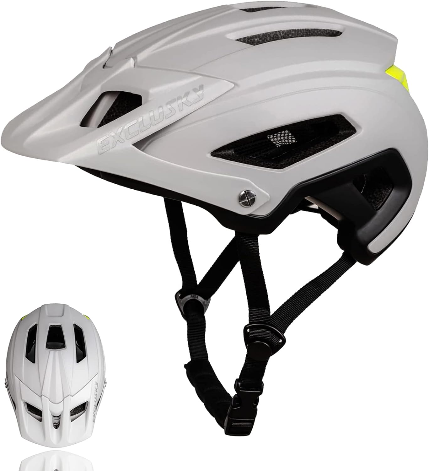 Kask Rowerowy Mtb Miejski Z Daszkiem Exclusky 56-61CM Beżowy