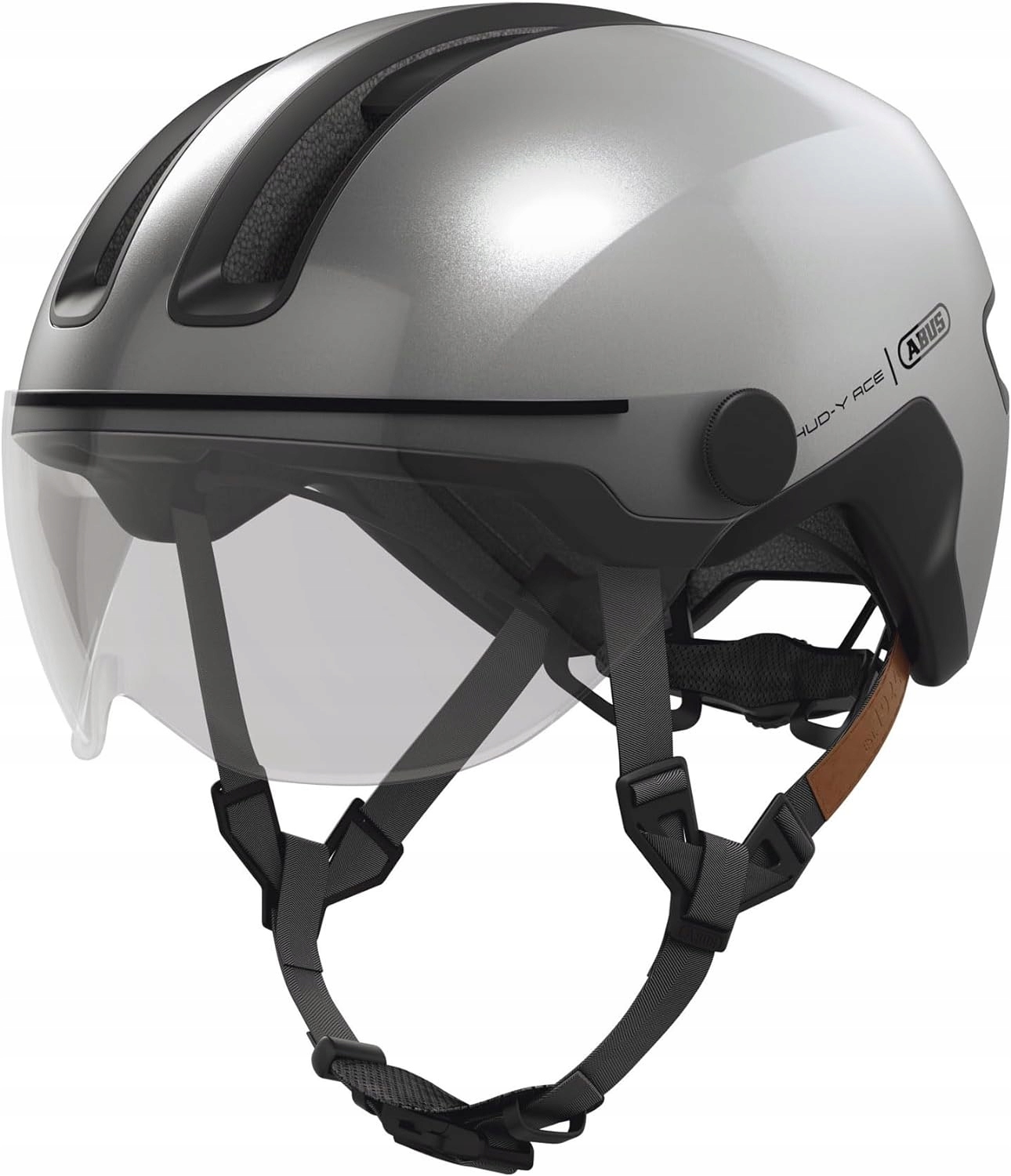Kask rowerowy Abus Hud-y Ace Gleam Silver roz.L 57-61cm regulowany z osłoną