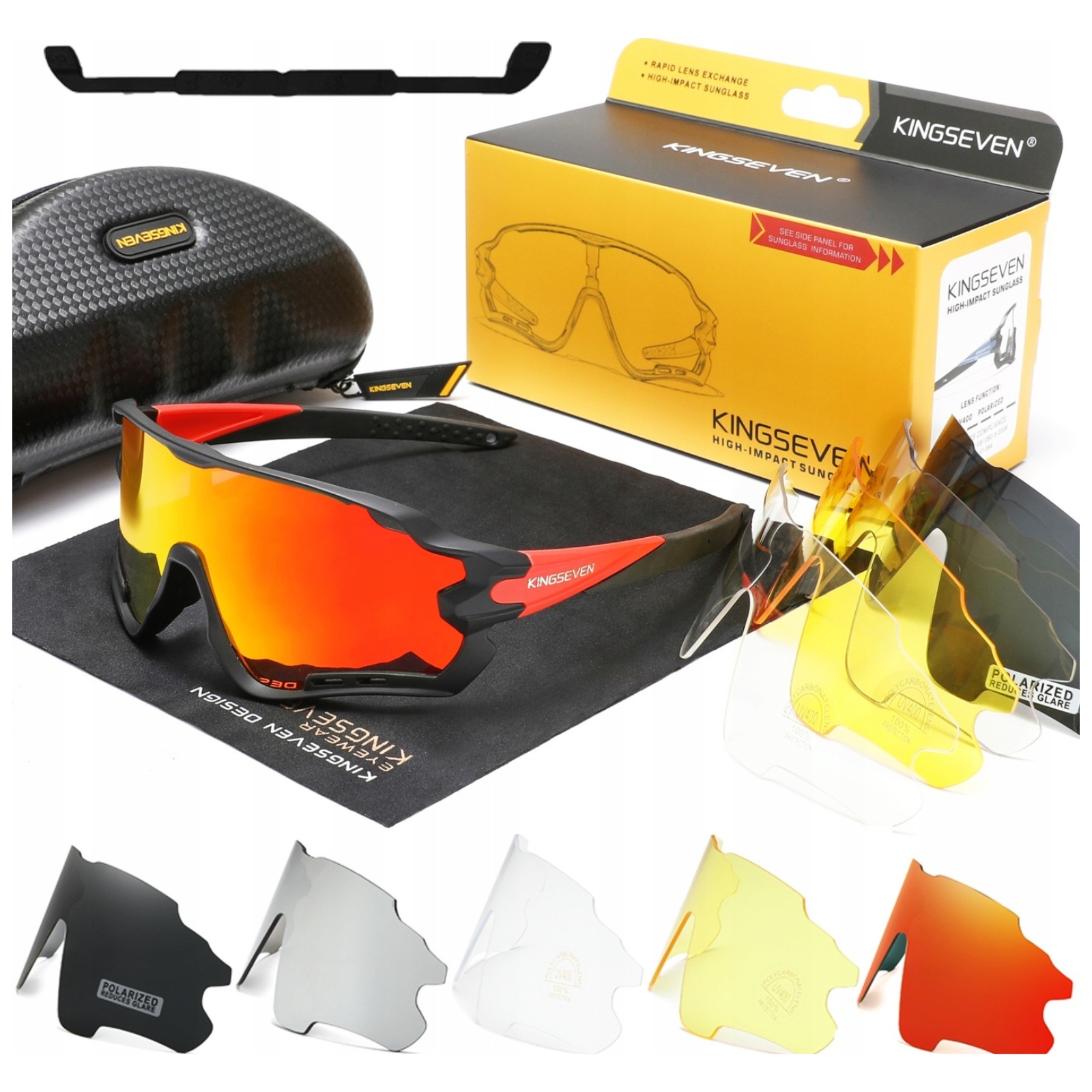 Okulary Przeciwsłoneczne Rowerowe z polaryzacją filtr UV400 Etui 5 Szkieł