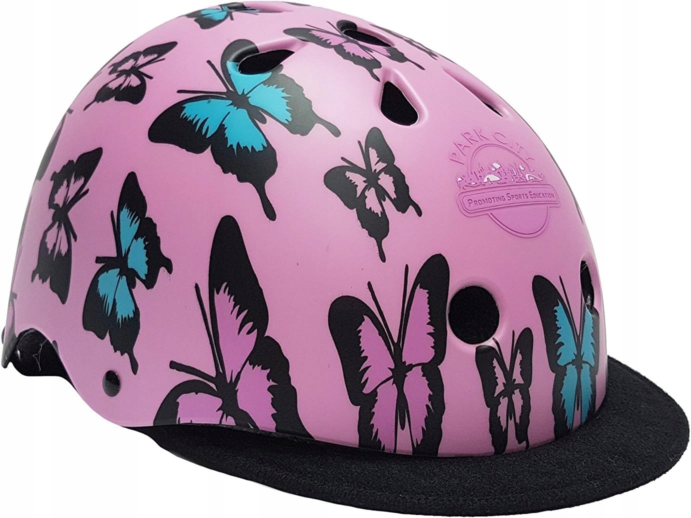 Kask rowerowy dziecięcy Park City w motyle fioletowy M 54-56 cm