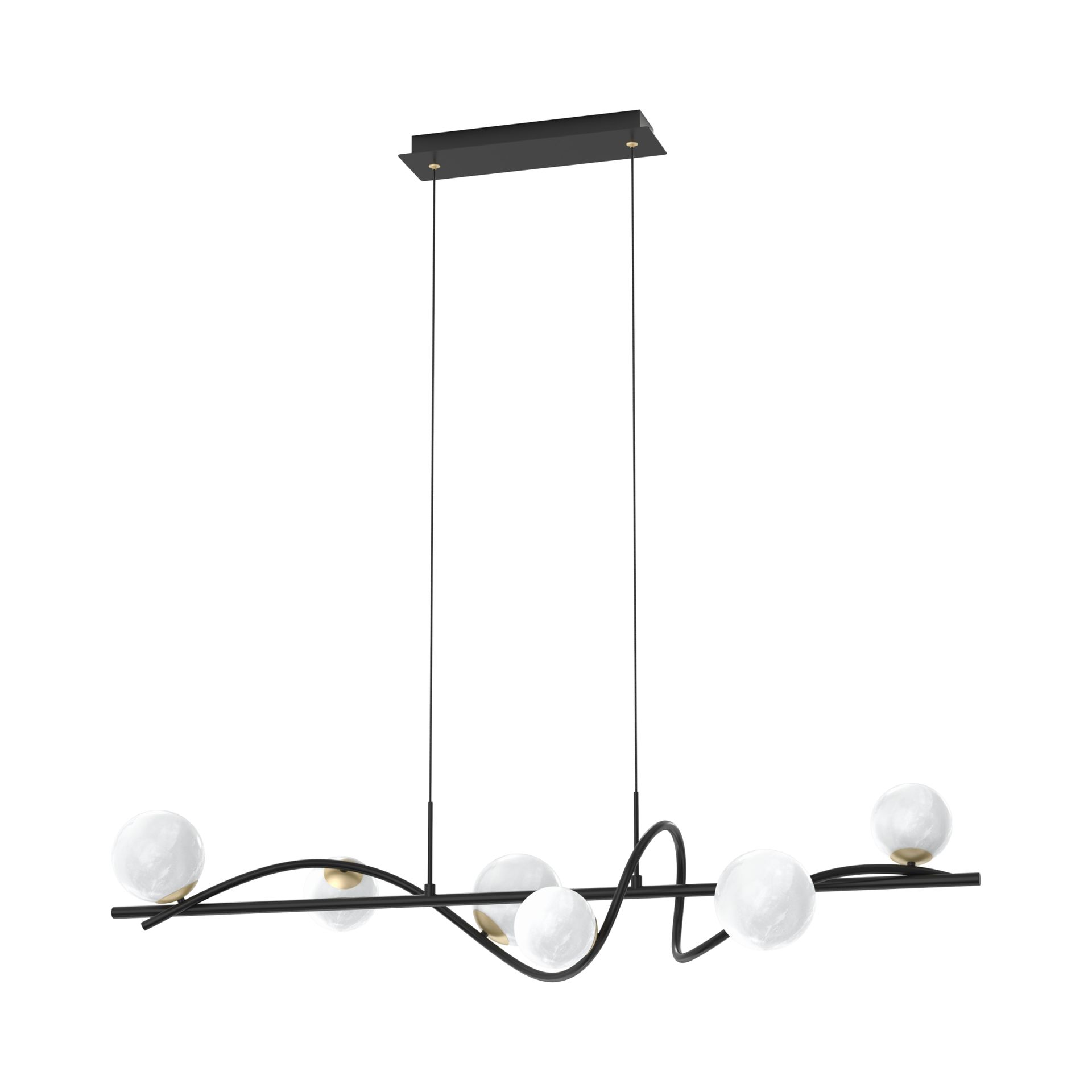 Szeroka lampa wisząca nad stół w jadalni MD3145-6-EBGN z serii NISYRO 