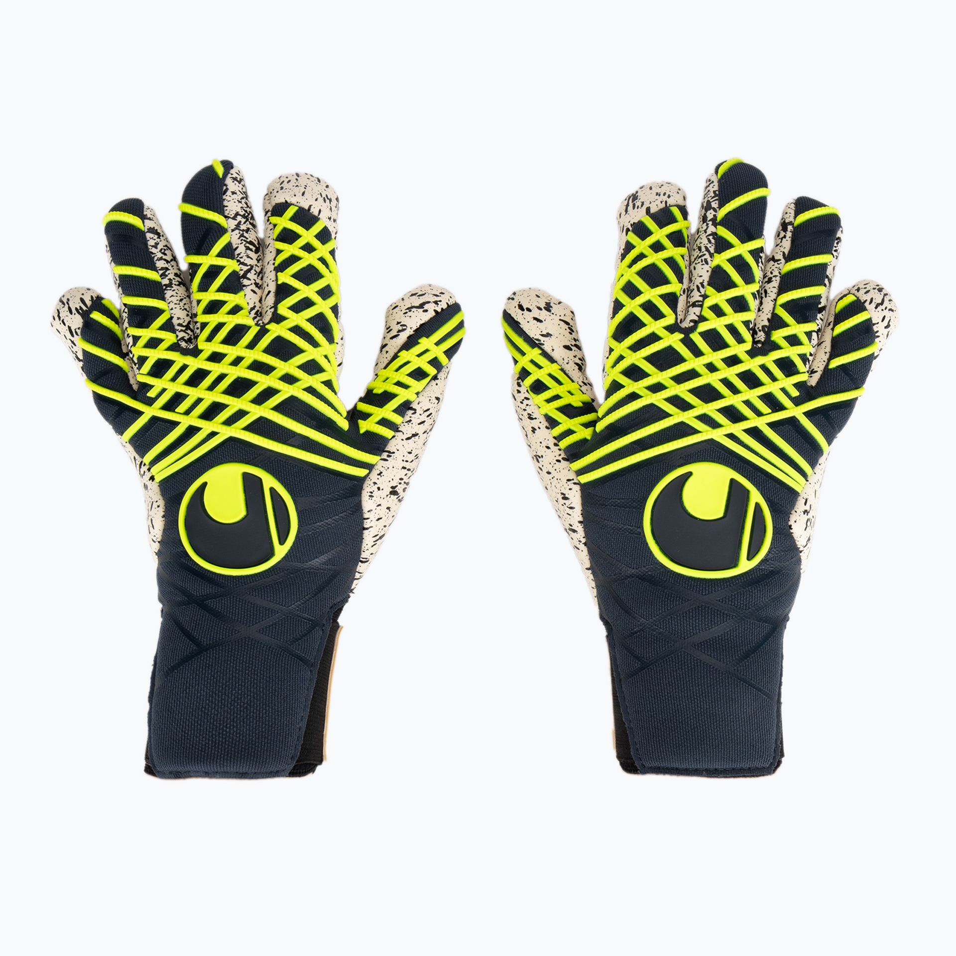 Rękawice bramkarskie uhlsport Prediction Supergrip + Finger Surround navy/white/fluo yellow WYSYŁKA W 24H 30 DNI NA ZWROT