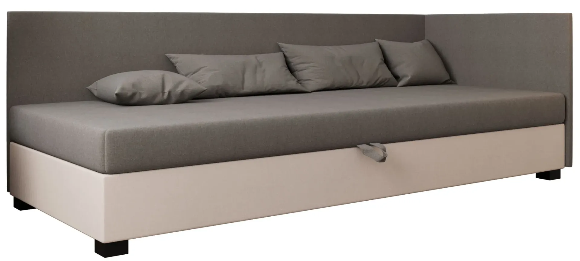 Nowoczesny tapczan młodzieżowy jasny szary + ecru K7-N44