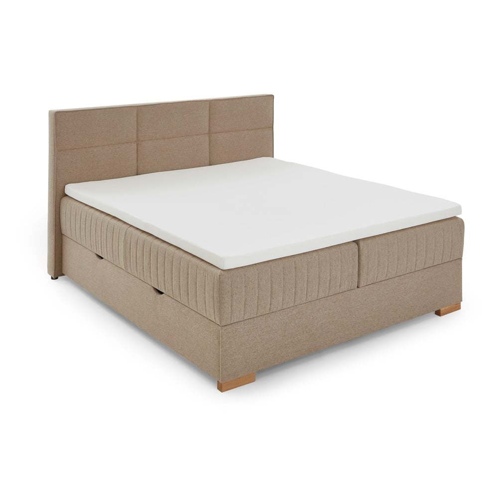 Beżowe łóżko boxspring ze schowkiem 180x200 cm Tambo – Meise Möbel
