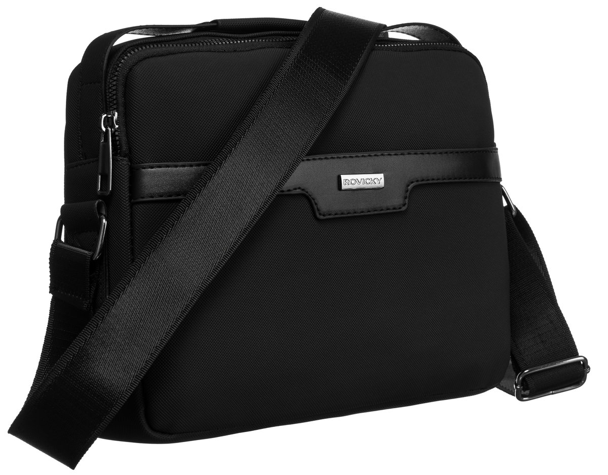 Torba męska z codury Rovicky listonoszka miejska crossbody do pracy, czarny