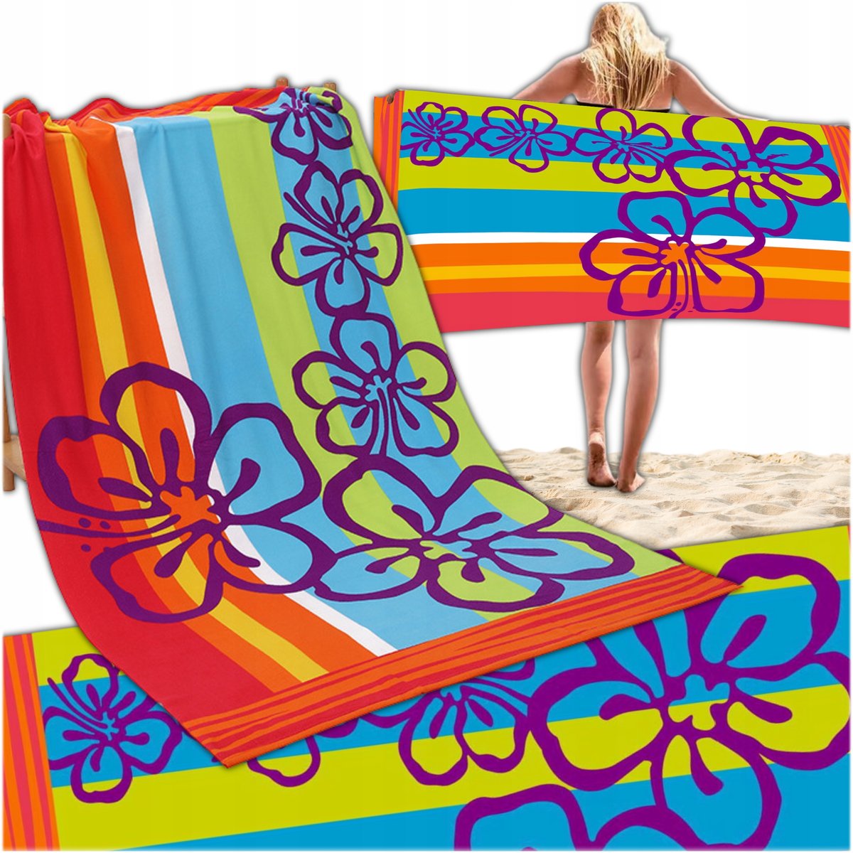 Ręcznik Plażowy Kąpielowy Szybkoschnący DUŻY Z MIKROFIBRY XL 100X180 cm