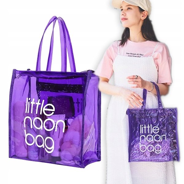 Fioletowa STYLOWA TORBA LITTLE NAON BAG WODOODPORNA PRZEŹROCZYSTA PLAŻOWA