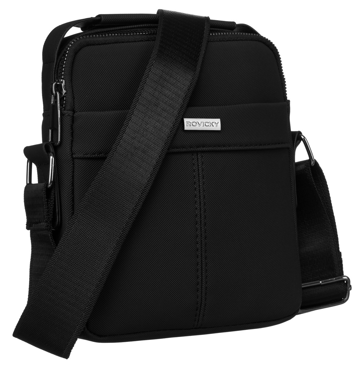 Torba męska z tkaniny codura Rovicky torba na ramię do pracy listonoszka crossbody, czarny